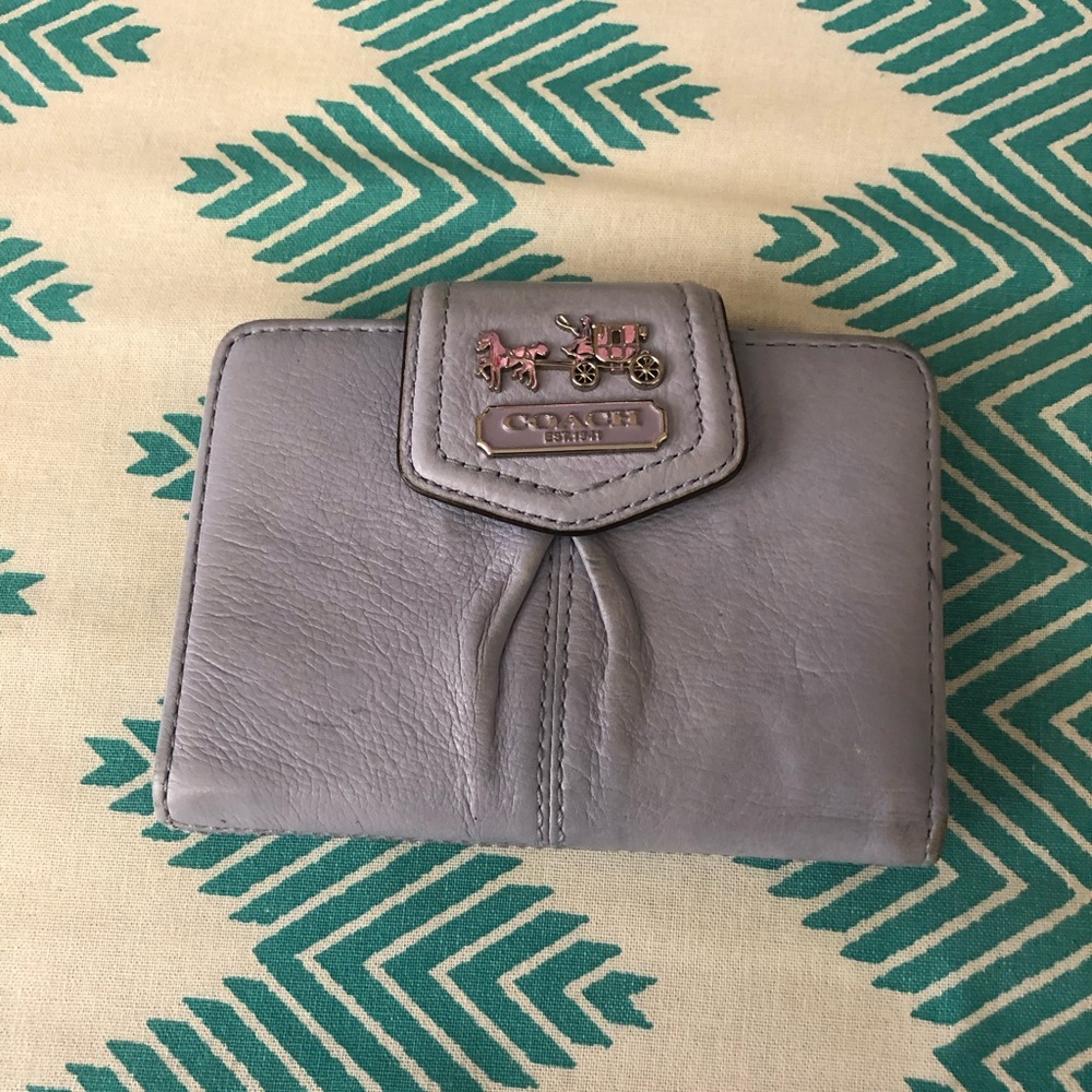 Coach Pale Blue Leather Shoulder Bag with Logo Charm - Picture 4 of 5